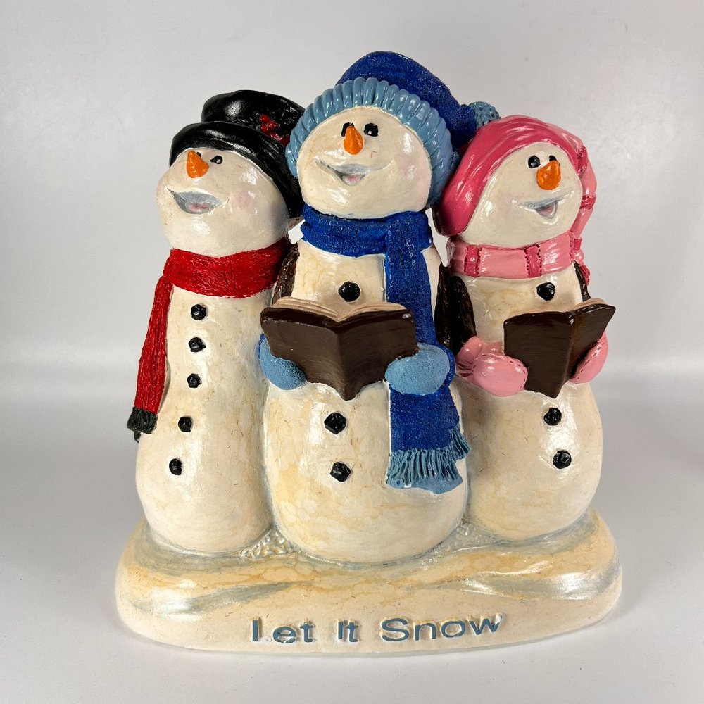 Vintage Snowmen Figurine California Creations Let It Snow Retro Chalkware 90s